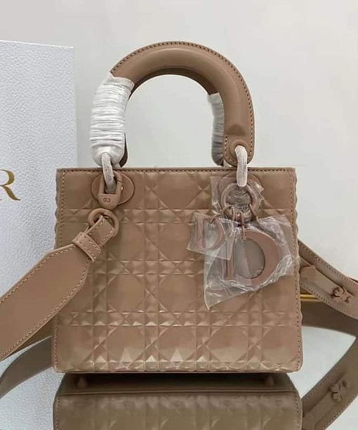 Christian Dior Medium Lady Bag Cannage with Beaded Motif, Brown, For Women Women?s Handbags, Crossbody Bags, 20cm CD