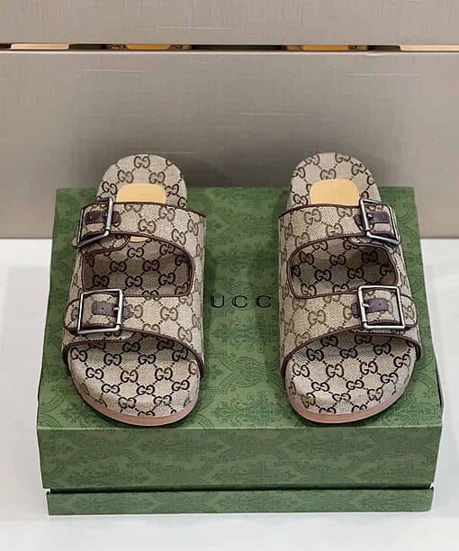 Gucci Women's Slide Sandal With Straps Beige For Women GG
