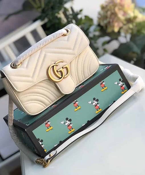Gucci Marmont Matelasse Mini Bag White For Women 8.5in/22cm GG 446744 DTDIT 9022