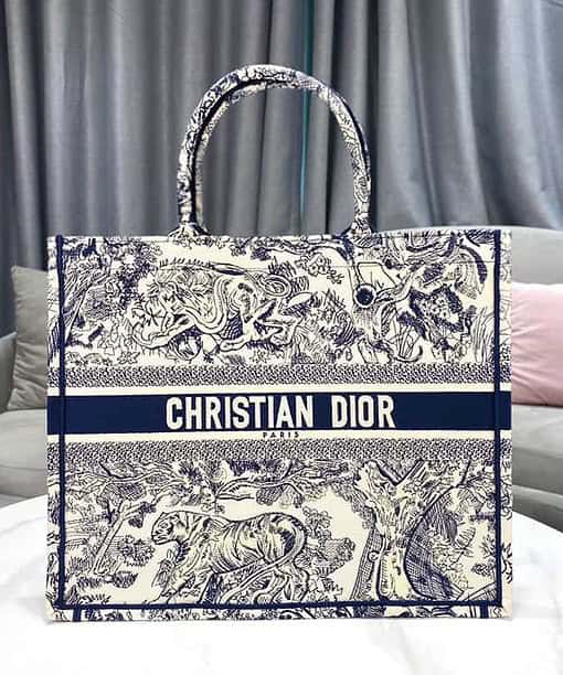 Christian Dior Large Dior Book Tote Blue Multicolor For Women 16.5in/42cm CD