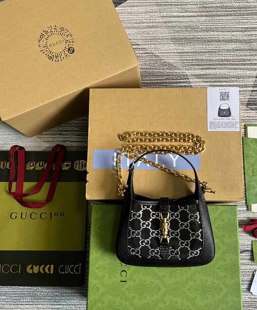 Gucci Jackie 1961 Mini Shoulder Bag Black For Women, Women's Bags 7.5in/19cm GG