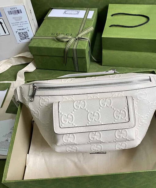 Gucci GG Embossed Belt Bag White GG Embossed For Men 11in/28cm GG
