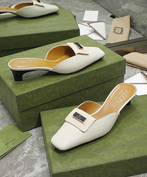 Gucci Slipper Sandals White For Women GG