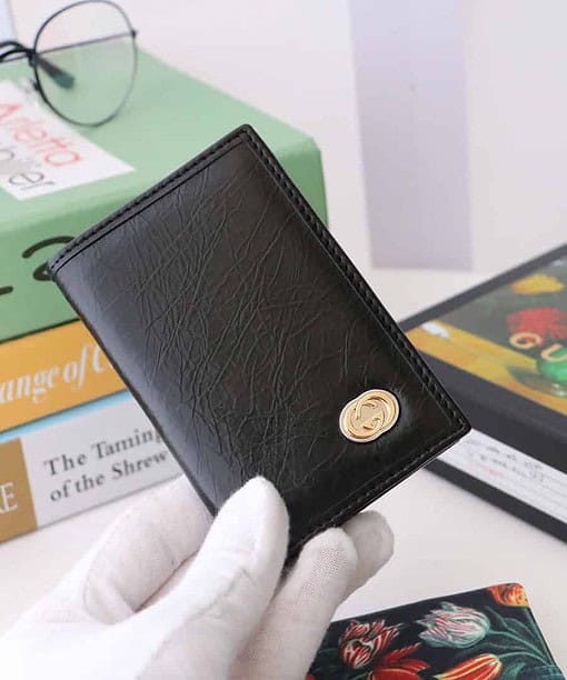 Gucci GG Marmont Card Case Black with Gold Toned Hardware 4.5in/11cm
