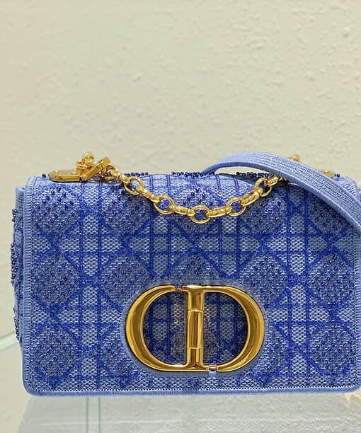 Christian Dior Medium Dior Caro Bag Blue For Women 25.5cm/10in CD