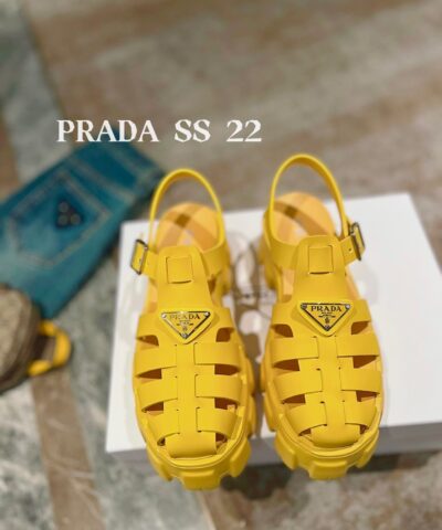 Prada Foam Rubber Sandals Yellow For Women 2.2in/55mm PRD 1X853M_3LKK_F0377_F_055