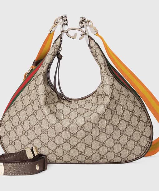 Gucci Atache Large Shoulder Bag Beige And Multicolor For Women, Women's Bags 13.8in/35cm GG702823 96GRN 4091