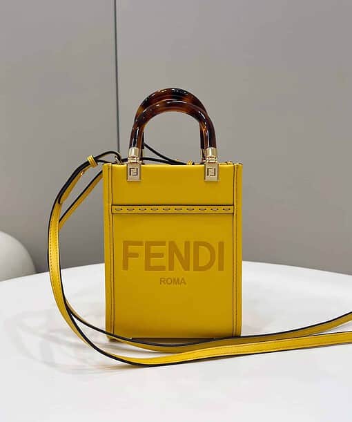 Fendi Sunshine Shopper Yellow Mini Bag For Woman 13cm/5in