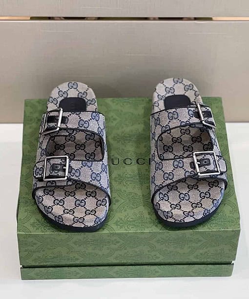 Gucci Women's Slide Sandal With Straps Grey For Women GG