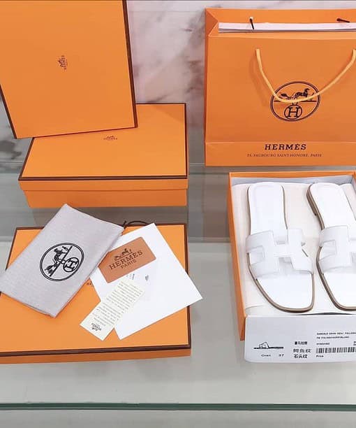Hermes Oran Sandal White For Women, Women's Shoes H021056Z 02365