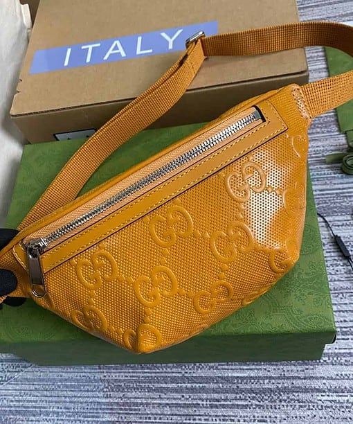 Gucci GG Embossed Belt Bag Yellow GG Embossed For Men 9.1in/23cm GG