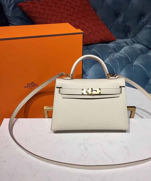 Hermes Mini Kelly Craie For Women Gold-Toned Hardware 7.5in/19cm