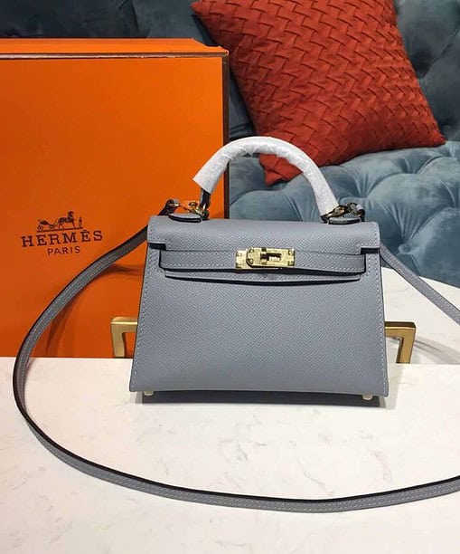 Hermes Mini Kelly Light Blue For Women Gold Toned Hardware 7.5in/19cm