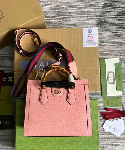 Gucci Diana Small Tote Bag Pink For Women, Women's Bags 11in/27cm GG