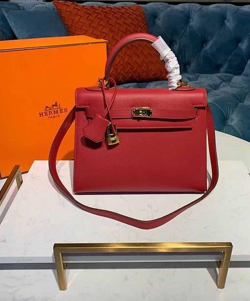 Hermes Kelly Tomate For Women Gold Toned Hardware 10in/25cm