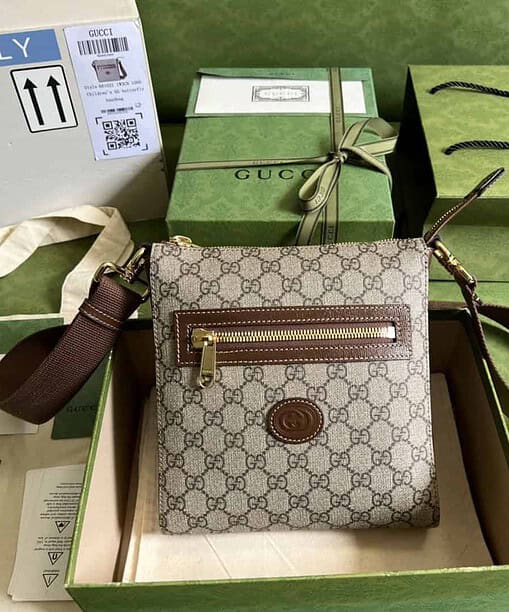 Gucci Supreme Messenger Bag Beige And Ebony GG Supreme Canvas For Women 9.3in/23.5cm GG 681021 92THG 8563