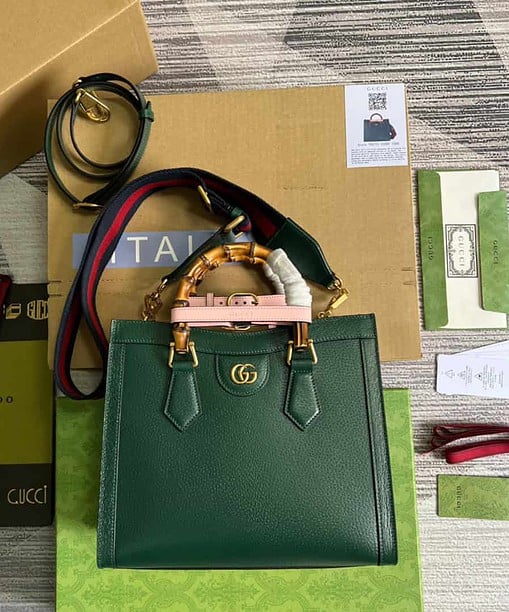 Gucci Diana Small Tote Bag Green For Women, Women's Bags 11in/27cm GG