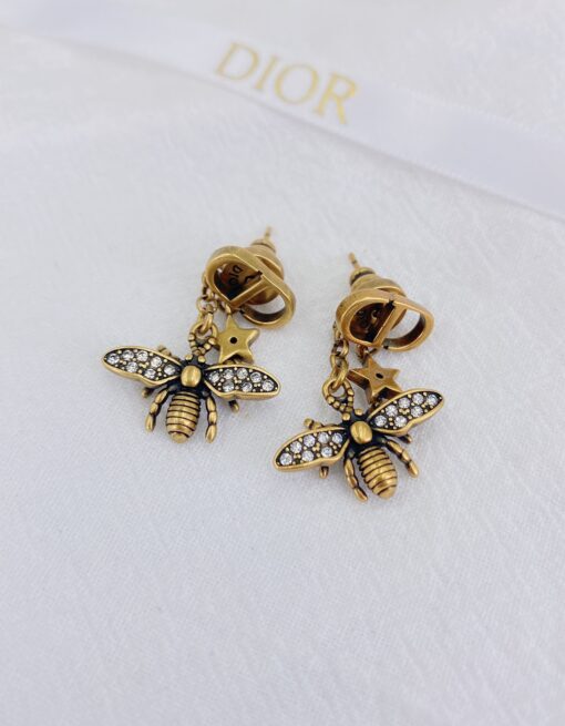 Dior Bee Shape Earrings Gold Tone For Women - Image 4