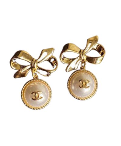 Chanel Bow Earrings Gold For Women