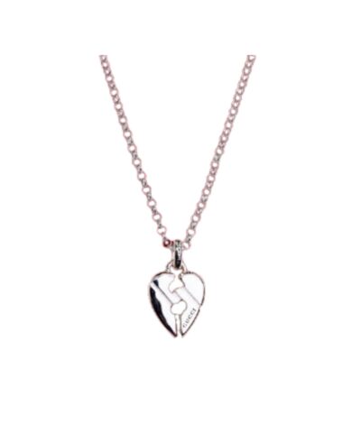 Gucci Broken Heart Necklace Silver Tone For Women