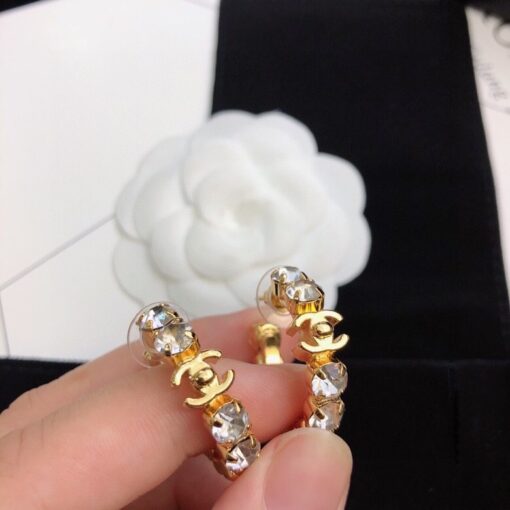 Chanel C Shape Earrings Gold Tone For Women - Image 9