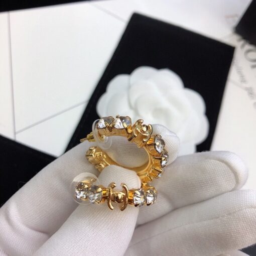 Chanel C Shape Earrings Gold Tone For Women - Image 8