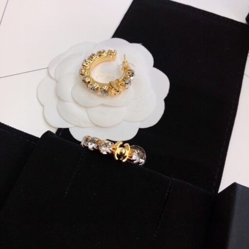 Chanel C Shape Earrings Gold Tone For Women - Image 7