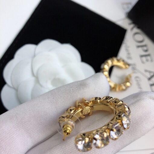 Chanel C Shape Earrings Gold Tone For Women - Image 6