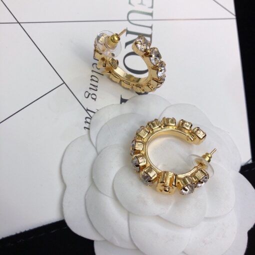 Chanel C Shape Earrings Gold Tone For Women - Image 5