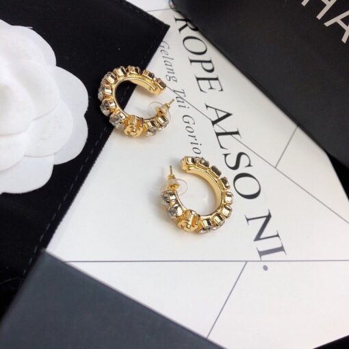 Chanel C Shape Earrings Gold Tone For Women - Image 4