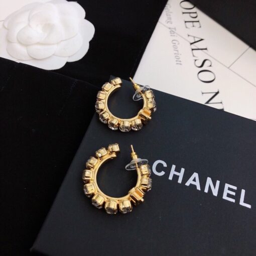 Chanel C Shape Earrings Gold Tone For Women - Image 3