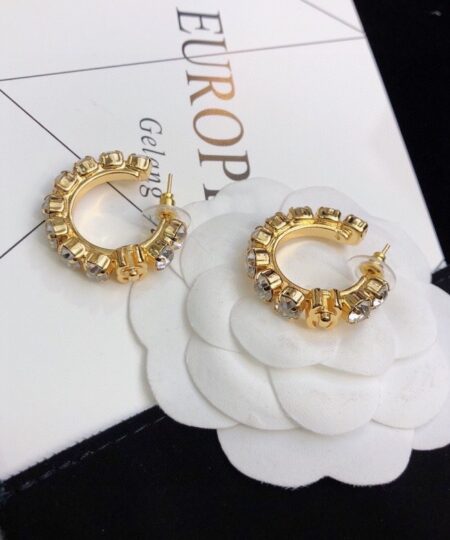 Alternative view of Chanel C Shape Earrings Gold Tone For Women