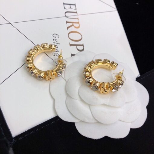 Chanel C Shape Earrings Gold Tone For Women - Image 2