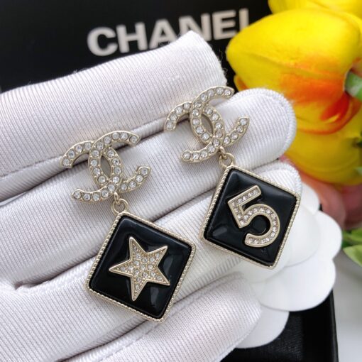 Chanel Card Earrings Black For Women - Image 3