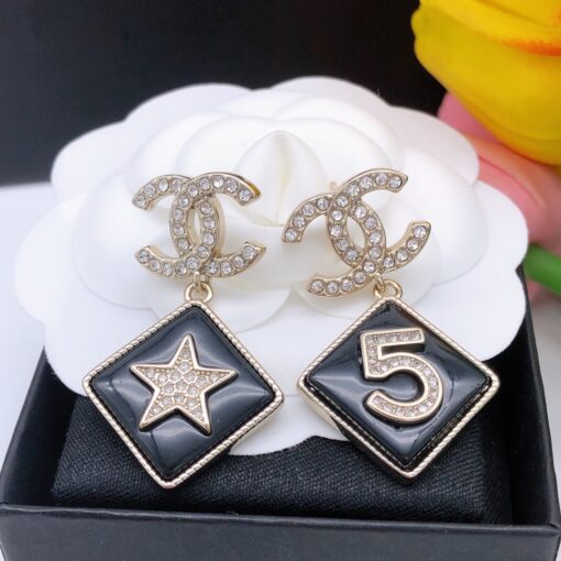 Chanel Card Earrings Black For Women - Image 6