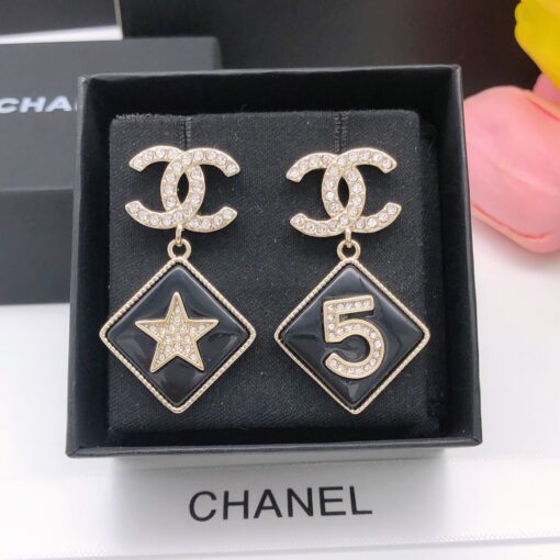 Chanel Card Earrings Black For Women - Image 7