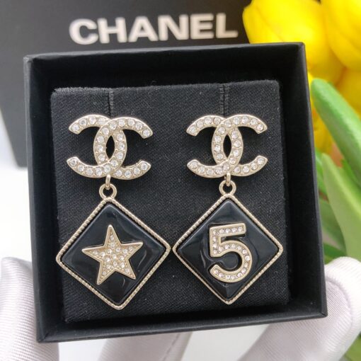 Chanel Card Earrings Black For Women - Image 9