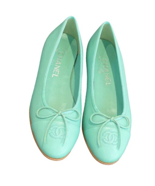 Chanel Ballet Flats Jade Green For Women