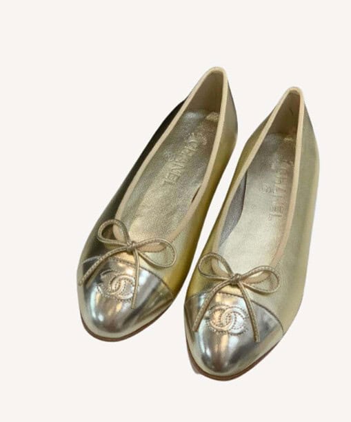 Chanel Ballet Flats Gold For Women