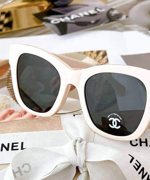 Chanel Cat Eye Frame Sunglasses White For Women