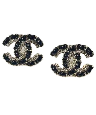 Chanel Letter Chain Earrings Black For Women