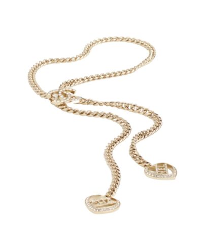 Chanel Pearl Heart Necklace Gold For Women