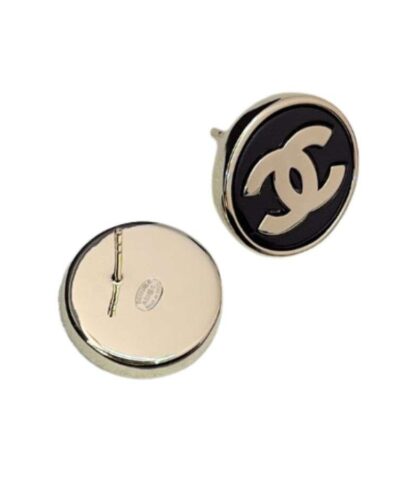 Chanel Round Earrings Black For Women