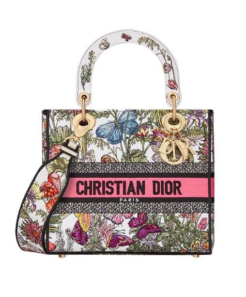 Christian Dior Medium Lady D-Lite Bag White Multicolor For Women M0565OEBJ_M20E - 24 Cm/ 9.5 Inches