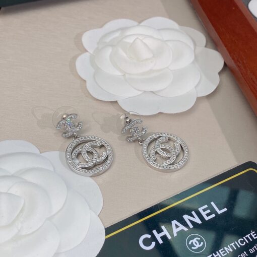 Chanel Circle Earrings Silver For Women - Image 8