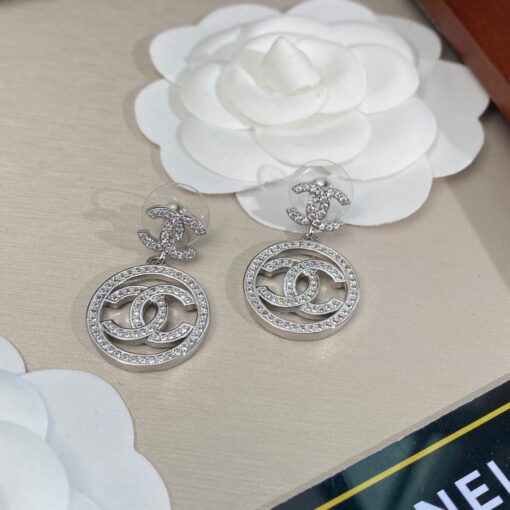 Chanel Circle Earrings Silver For Women - Image 9