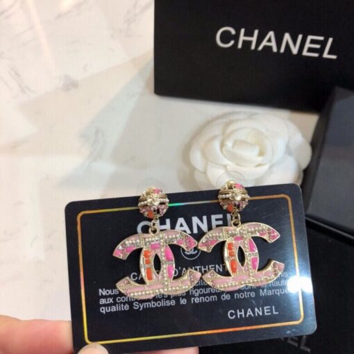 Chanel Combinating Colorful Color Earrings Gold Tone For Women - Image 9