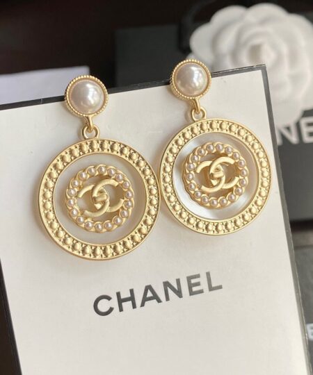 Alternative view of Chanel Concentric Circles Earrings Gold Tone For Women