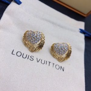 Louis Vuitton Diamond Stud Earrings Gold For Women