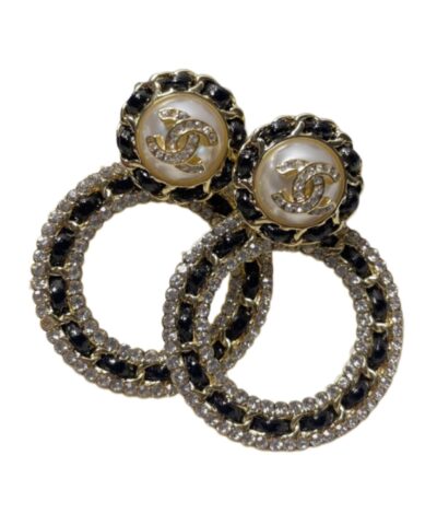 Chanel Double C Earrings Black For Women